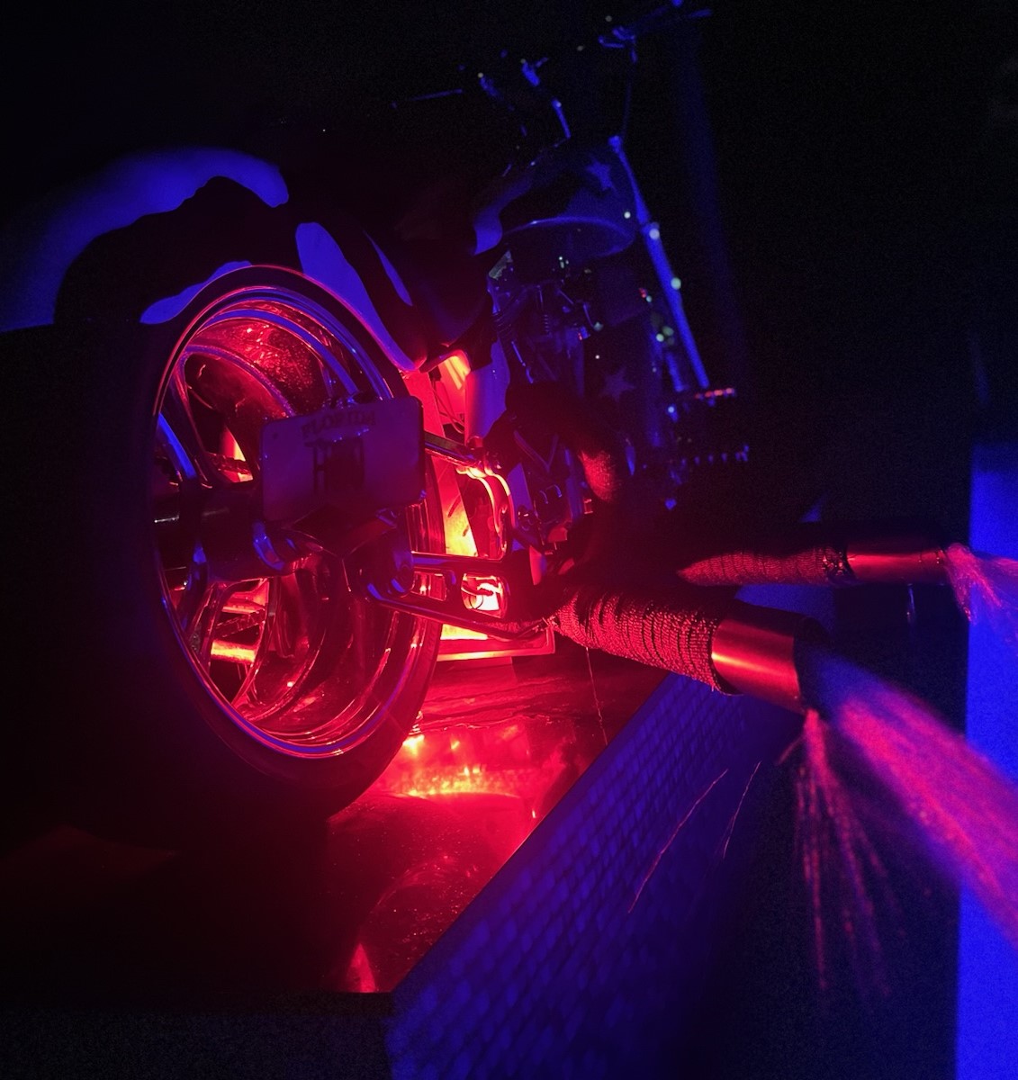 Motorcycle Fountain with night lighting